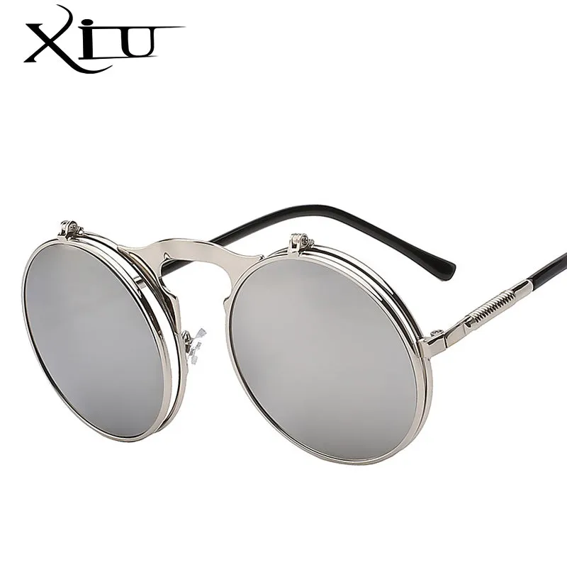 Xiu Brand Flip Up Steampunk Sunglasses Men Round Mens Oem