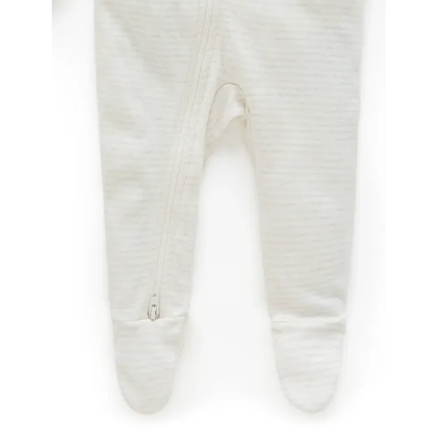 Zip Growsuit - Wheat Melange Stripe